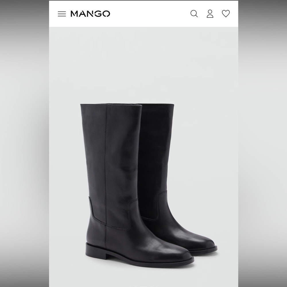 Mango Black Leather Boots